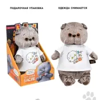 Мягкая игрушка &laquo;Кот Басик в футболке с принтом&raquo;, 19 см