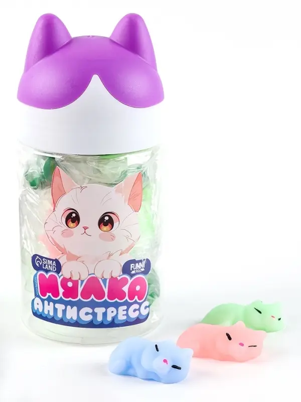 Антистресс сквиш мялка «Мяу», в банке Антистресс сквиш мялка «Мяу», в банке