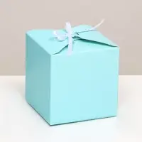 Коробка подарочная складная, квадратная, голубая, 12×12×12 см