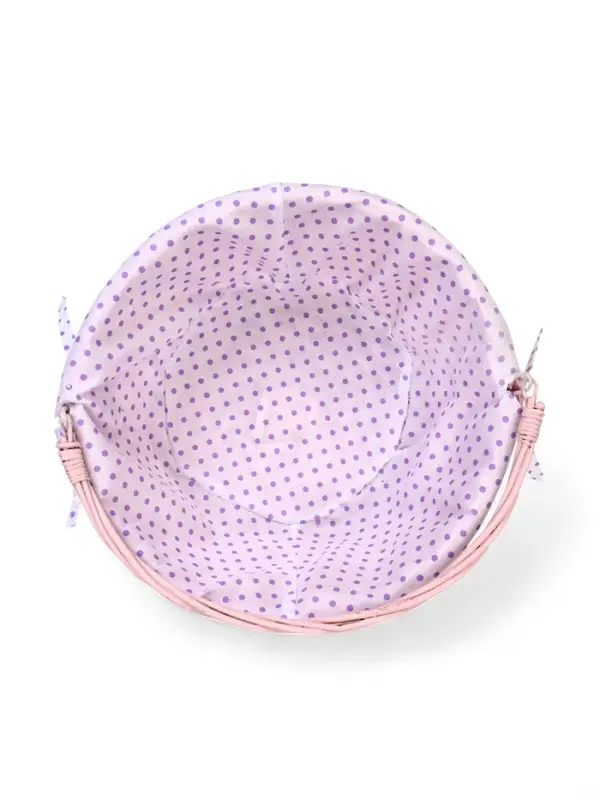 Корзина плетеная 32 х 32 х 14 см, ручка h=14 см розовый  ткань Корзина плетеная 32 х 32 х 14 см, ручка h=14 см розовый  ткань