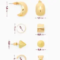 Серьги и кафф QF &laquo;Объёмные фигуры&raquo;, набор 4 шт. цвет золото