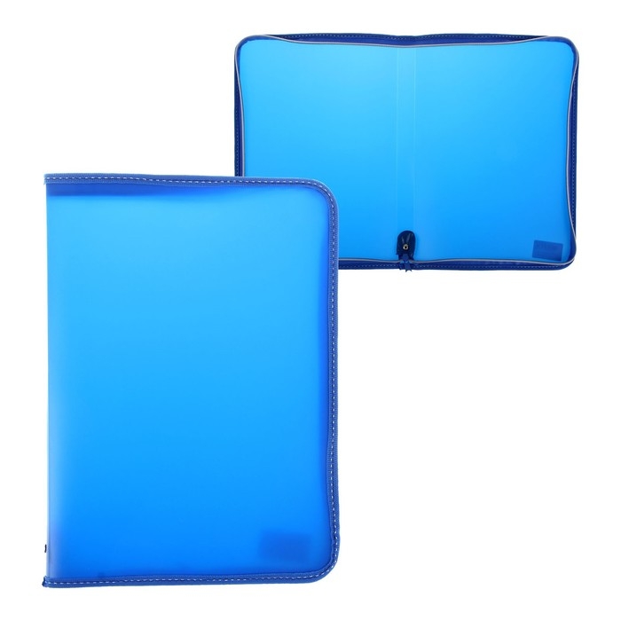 Папка пластиковая А4, 325 х 230 х 25 мм, молния вокруг, Calligrata Папка пластиковая А4, 325 х 230 х 25 мм, молния вокруг, Calligrata "Офис", ПМ-А4-11, 0.5 мм, цветная, текстура "песок", синяя