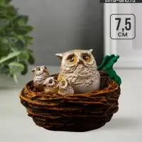 Фигурка полистоун &laquo;Совушки в гнезде&raquo;, 7.5&times;10&times;9.2 см