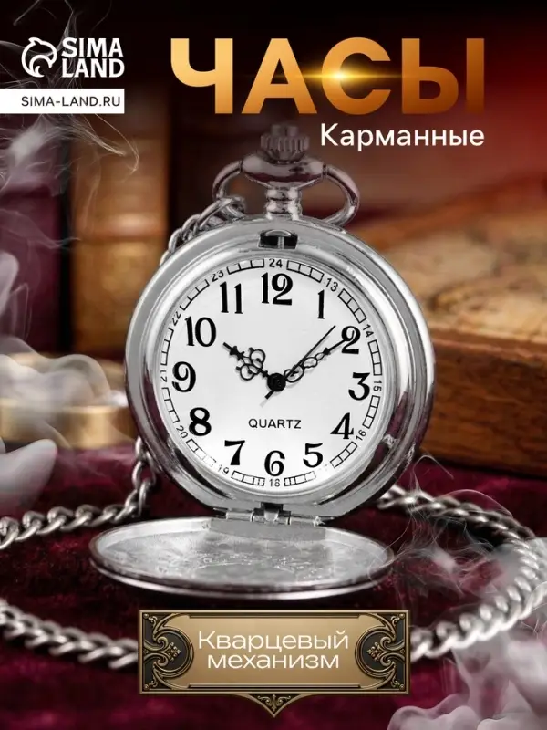 Часы карманные &laquo;Классика&raquo;, кварцевые, цепочка l-37 см, d=4.5 см