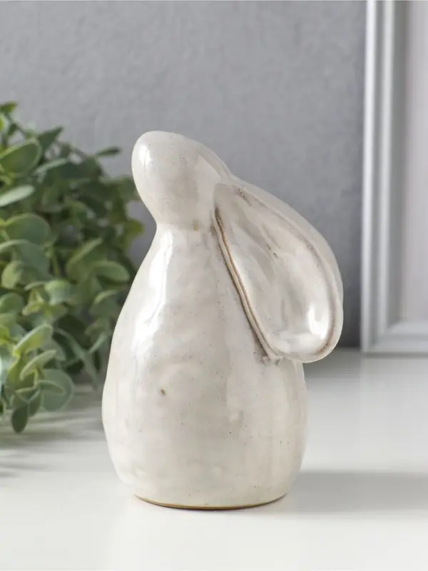 Сувенир керамика "Зайка с прижатыми ушками" беж 9х7,7х13,8 см