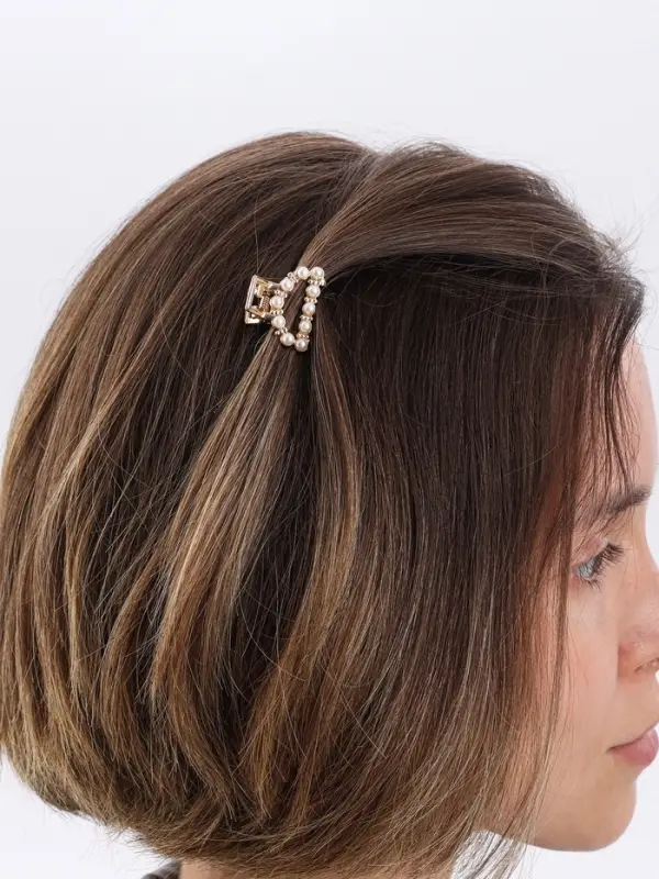 Крабик для волос &laquo;Аманда&raquo;, дуга жемчуг, 2.5 см, золотистый