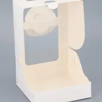 Коробка под бенто - торт с окном, белая, 14&times;14&times;8 см