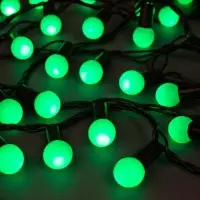Гирлянда &laquo;Нить&raquo; 20 м с насадками &laquo;Шарики 1.5 см&raquo;, IP44, тёмная нить, 200 LED, свечение зелёное, 8 режимов, 220 В
