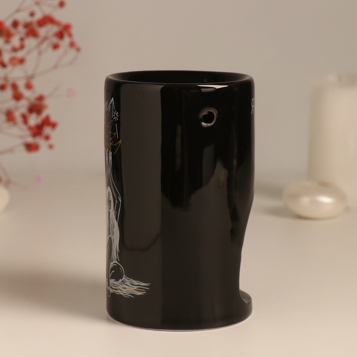 Аромалампа керамика Аромалампа керамика "Я выбираю себя" чёрная с золотом 7,2х7,2х11,6 см