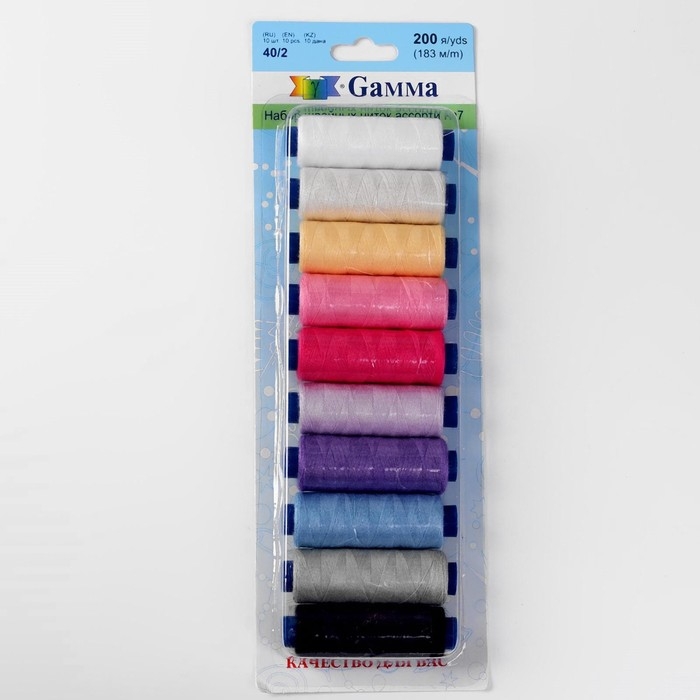Набор ниток 40/2, №7, 183 м, 10 шт, цвет разноцветный Набор ниток 40/2, №7, 183 м, 10 шт, цвет разноцветный