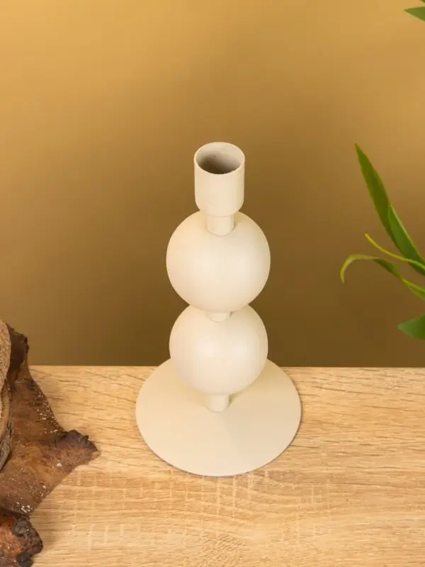 Подсвечник на 1 свечу текстурный  Подсвечник на 1 свечу текстурный "Фисташковый" с 2 сферами 8,5х8,5х18 см