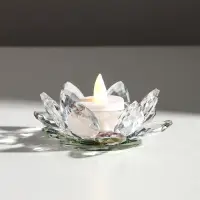Стеклянный подсвечник на 1 свечу &laquo;Лотос радужный&raquo;, d=11.5 см