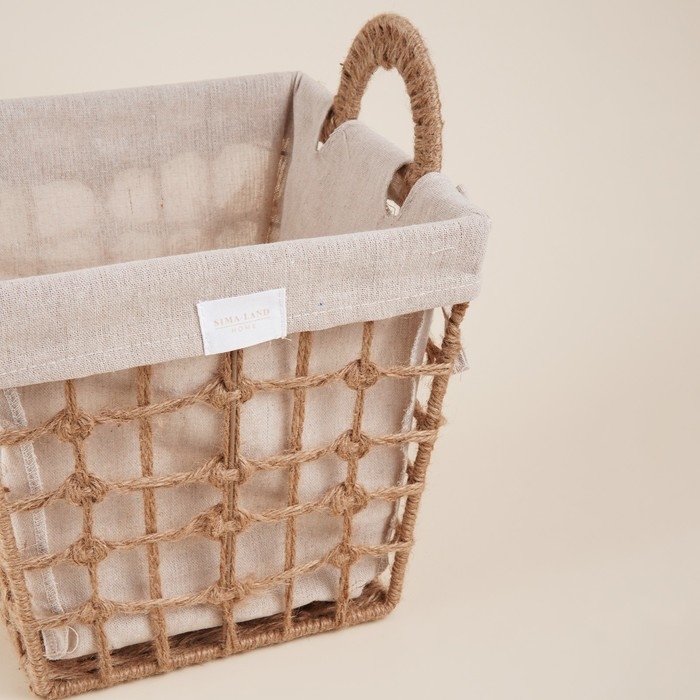 Корзина для хранения SL Home, ручное плетение, с ручками, квадратная, джут, 27×27×31 см Корзина для хранения SL Home, ручное плетение, с ручками, квадратная, джут, 27×27×31 см