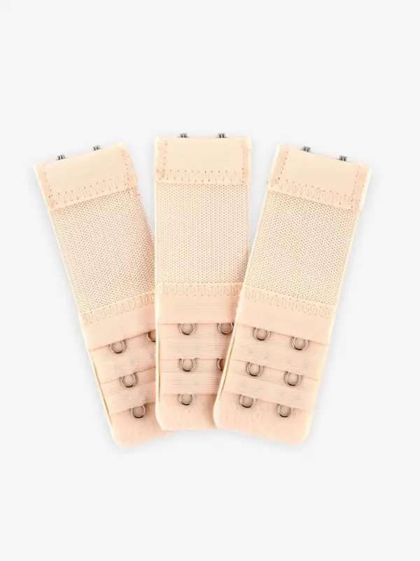 Застёжка для бюстгальтера, удлинитель, 3 ряда 2 крючка, 3.2&times;10.5 см, 5 шт., бежевая