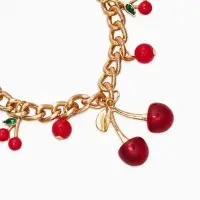 Браслет "Вишневый рай" на цепи, большая, цвет красный в золоте