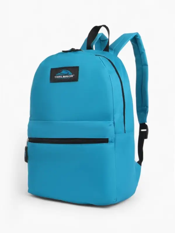 Рюкзак школьный на молнии, с карманом, однотонный, размер 30&times;12&times;40 см, синий