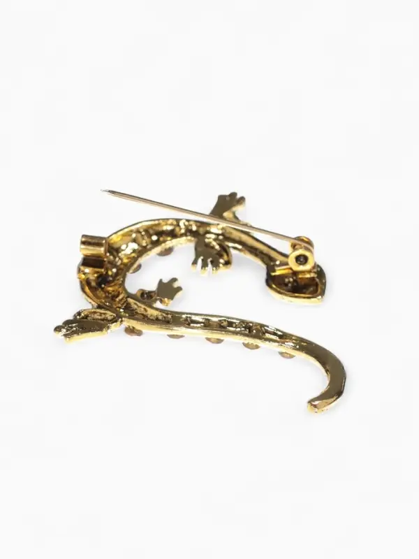 Брошь со стразами &laquo;Ящерица&raquo;, разноцветная в чернёном золоте