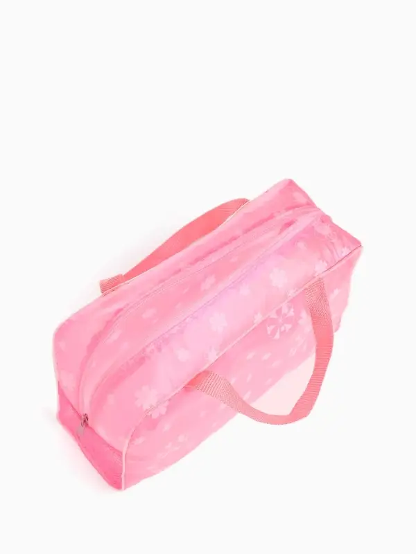 Косметичка - сумочка на молнии для бассейна, с ручками, с рисунком, розовая