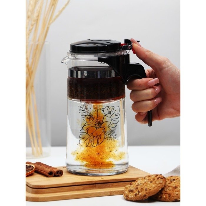 Чайник заварочный стеклянный Дорого внимание «Цветы», 900 мл Чайник заварочный стеклянный Дорого внимание «Цветы», 900 мл