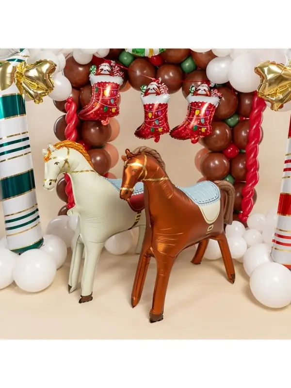 Воздушный шар фольгированный 3D 35 Воздушный шар фольгированный 3D 35" «Лошадка», кремовый, сатин