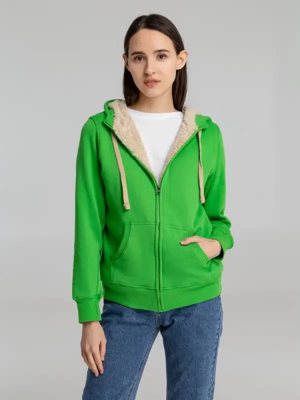 Толстовка унисекс на молнии Sherpa 280, ярко-зеленая, размер XXS Толстовка унисекс на молнии Sherpa 280, ярко-зеленая, размер XXS