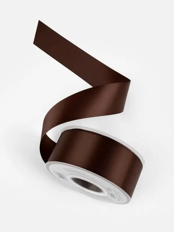 Лента атласная TEIRA, двухсторонняя, 38 мм, 25&plusmn;1 м, коричневая №330