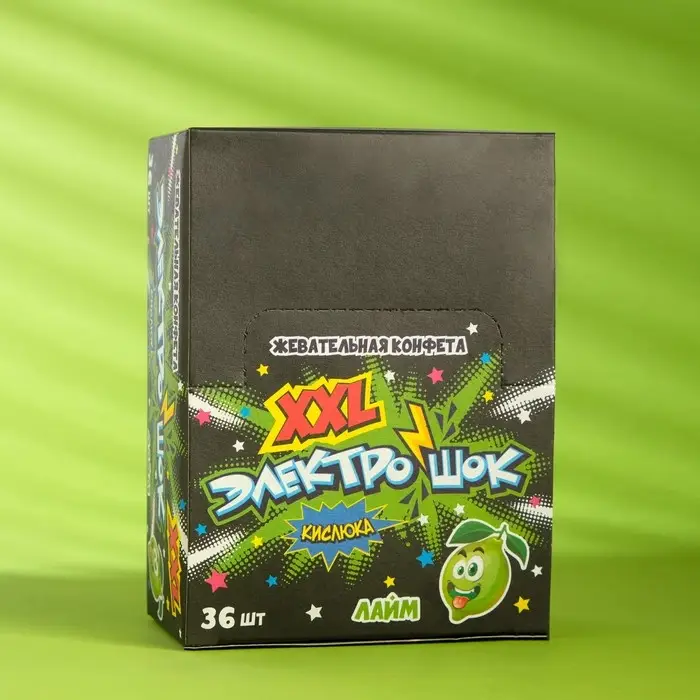 Конфета жевательная "Электрошок XXL" с ароматом лайма, 25 г
