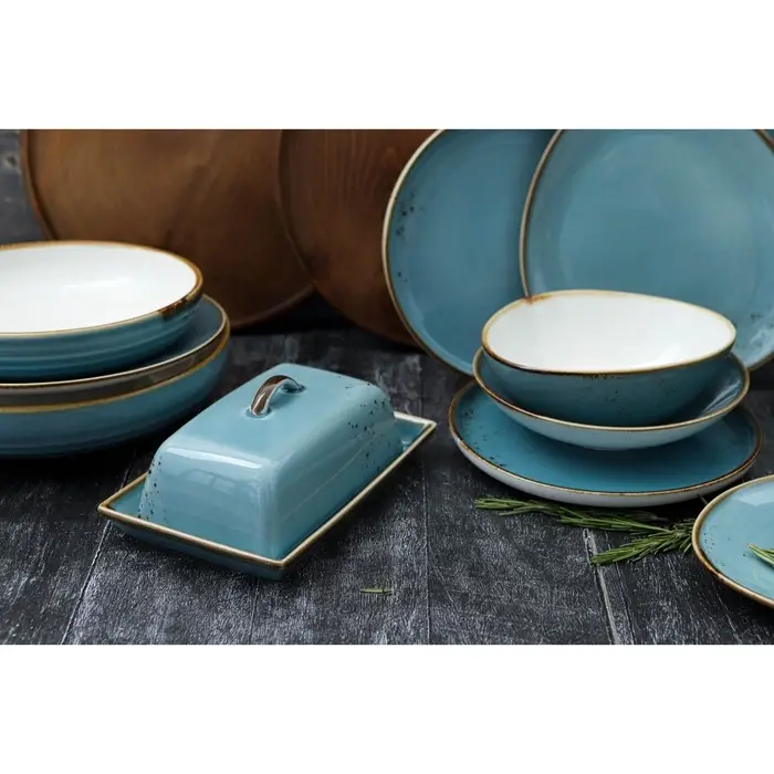 Маслёнка Magistro &laquo;Церера&raquo;, 18&times;12 см, фарфор, голубая