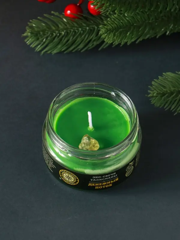 Свеча-эко магическая &laquo;Денежный поток&raquo; из натурального воска, 7&times;5 см