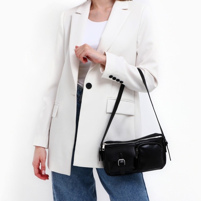 Сумка женская с карманами кожзам, черный цвет Сумка женская с карманами кожзам, черный цвет