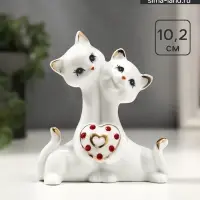 Фигурка керамика &laquo;Котята с сердцем со стразами&raquo;, белый с золотом, 10.2 см