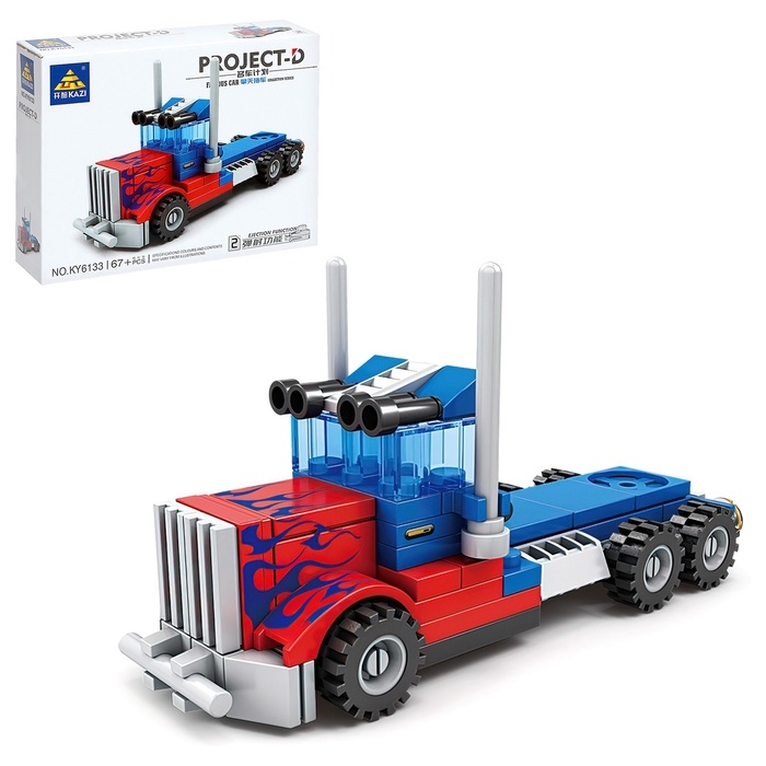 Конструктор блочный для мальчиков Гонка &laquo;Мощные моторы. Тягач&raquo;, 67 деталей