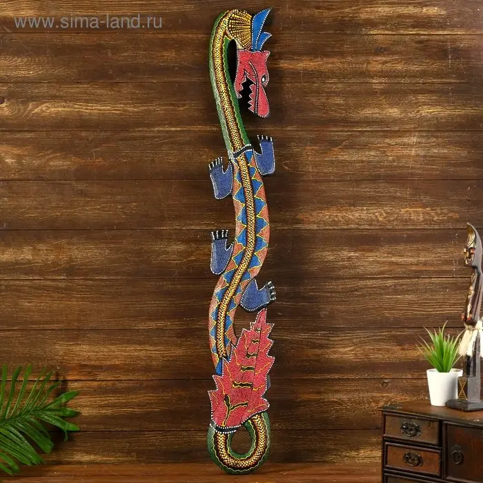 Панно настенное  Панно настенное "Дракон цветной" дерево 100х16х2 см МИКС