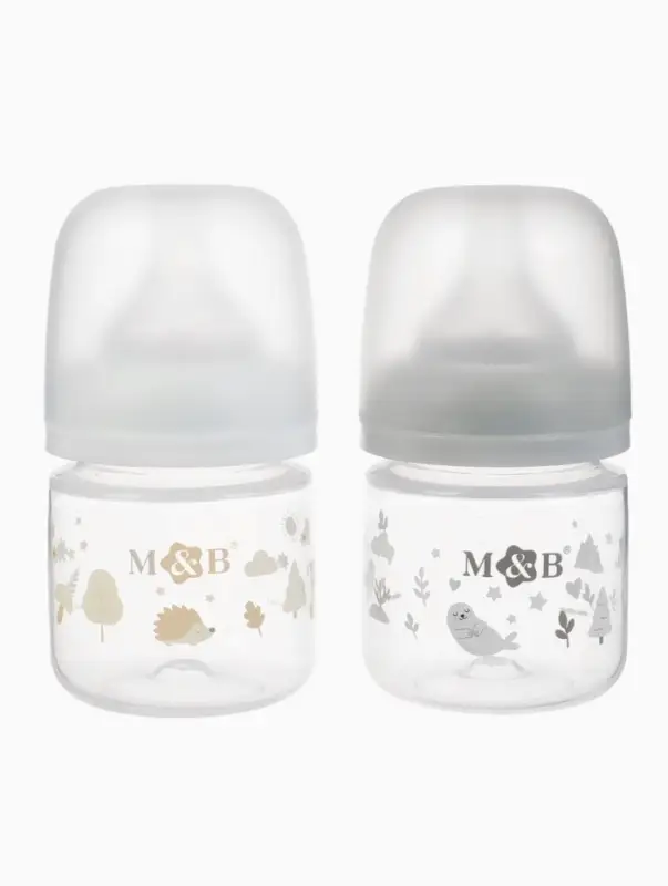 Бутылочка для кормления M&B, ШГ &Oslash;50 мм, +0мес., 120 мл., набор 2 шт. в кор.