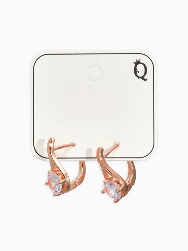 Серьги со стразами &laquo;Магия&raquo;, бусинка в капле, белые в розовом золоте