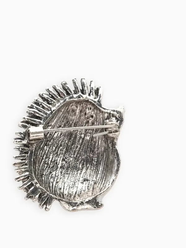 Брошь-кулон &laquo;Ёжик мечтатель&raquo;, белый, розовый в чернёном в серебре