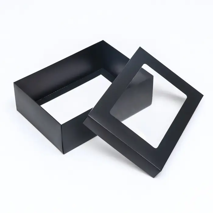 Коробка подарочная складная, упаковка, &laquo;Чёрная&raquo;, с окном 21&times;15&times;7 см
