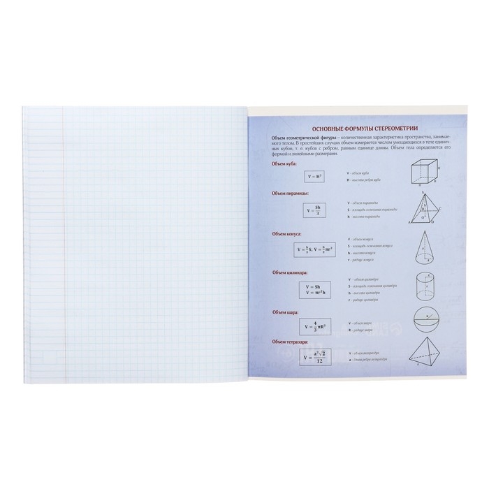 Тетрадь предметная Calligrata Тетрадь предметная Calligrata "СуперНеон", 48 листов в клетку Геометрия, со справочным материалом, обложка мелованный картон, блок офсет