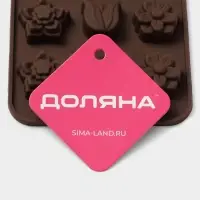 Форма для конфет и шоколада Доляна &laquo;Поляна&raquo;, силикон, 20.5&times;10.5&times;1.5 см, 15 ячеек (2.3&times;2.3 см), коричневая