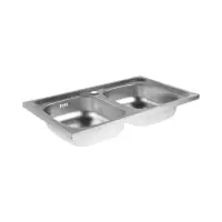 Мойка кухонная ZEIN, накладная, двойная, 0.6 мм, 80&times;48&times;15 см, 3 1/2&rsquo;&rsquo;, с сифоном