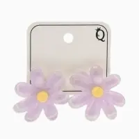 Серьги пластик "Цветочек летний" с блёсткой, цвет фиолетовый