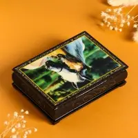 Шкатулка «Лошадь с жеребёнком», 10×14 см, лаковая миниатюра