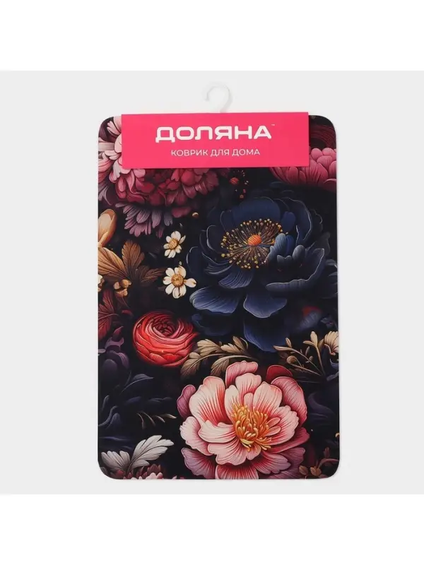 Коврик для дома Доляна Black Flowers, влаговпитывающий, 40&times;60 см