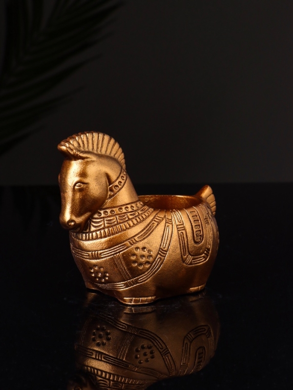 Кашпо Кашпо "Лошадка с орнаментом" 8х9х6 см, бронза