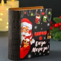 Новогодняя копилка-шкатулка "Верю в Деда Мороза" 14х12х5 см