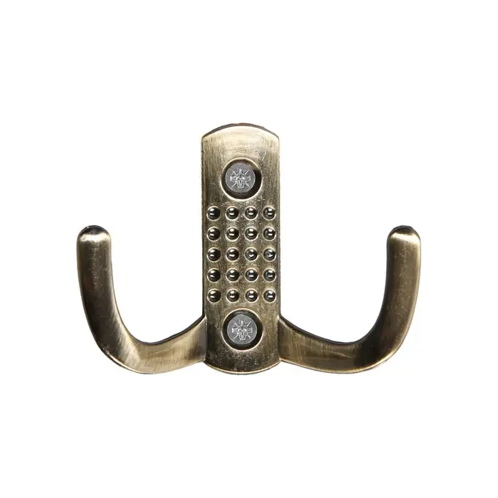 Крючок мебельный ТУНДРА TKd=011, двухрожковый, старинная бронза