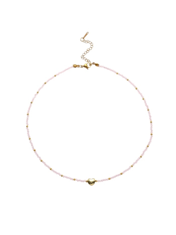 Чокер «Сердце» бусина №4, цвет розовый в золоте, 35 см
