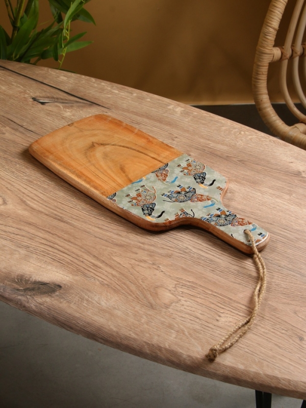 Доска разделочная прямоугольная "Мудрый слон" дерево манго 41х18 см