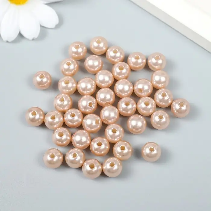 Бусины для творчества пластик Бусины для творчества пластик "Жемчужный шарик" кремовый набор 20 гр d=1 см