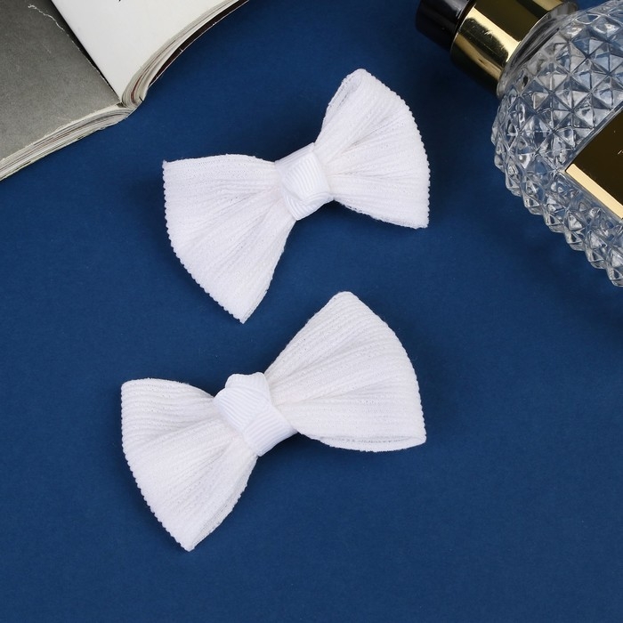 Зажим для волос  Зажим для волос "Школьница" (набор 2 шт) полосы, 6 см, белый